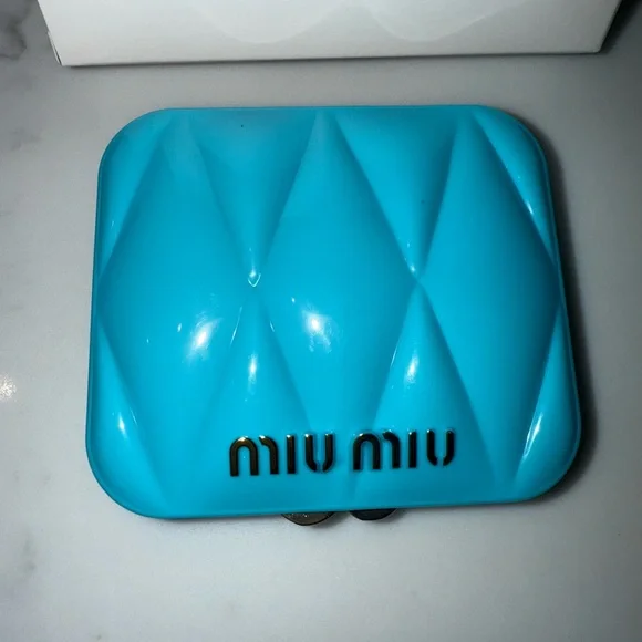 New Miu Miu Blue Quilted Mirror - Picture 2 of 9